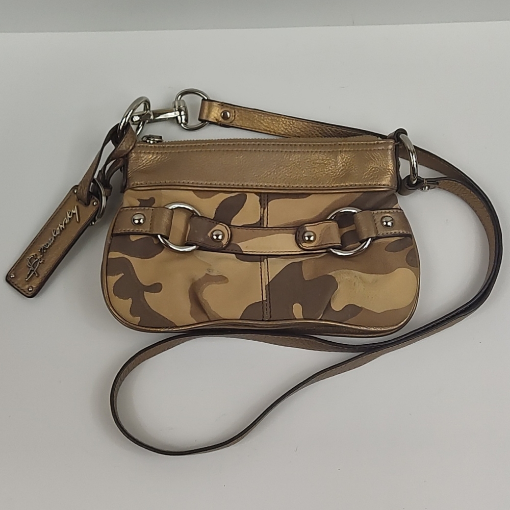 B. Makowsky Camo Leather Crossbody Bag